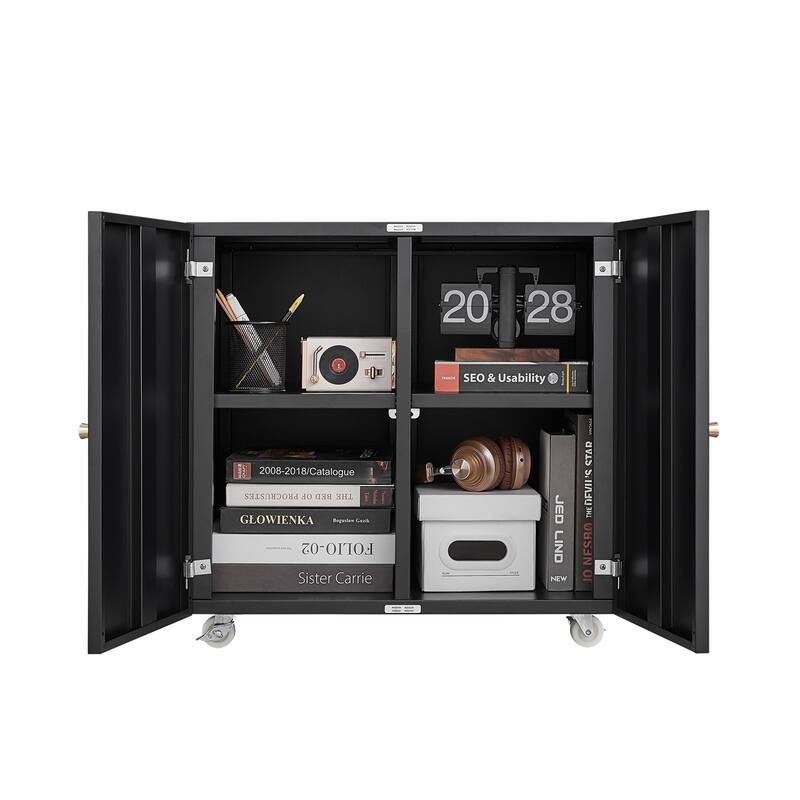 Home Office Printer Stand with Wheels and File Door Mobile Lateral Filing Cabinet with Open Storage Shelf