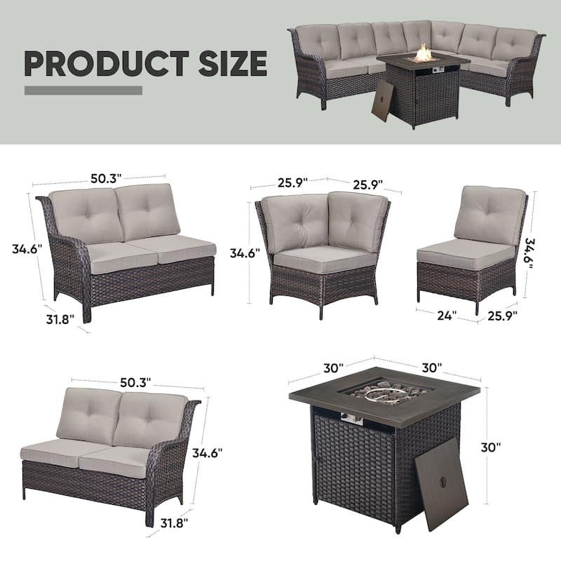 Gymojoy Wicker Outdoor Patio Furniture Sets with Fire Pit Table