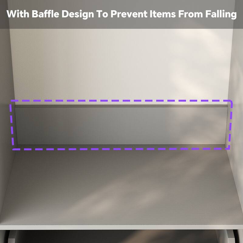 20"-60" Closet System with 3 Wooden Drawers and Sturdy Shelves and Retractable Rods