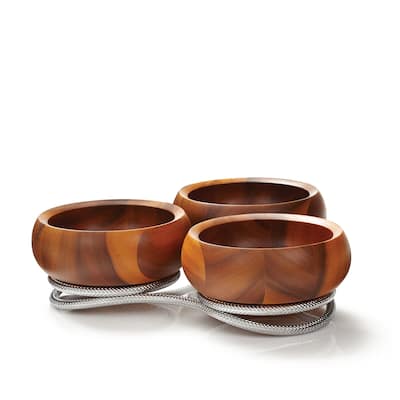 Nambe Braid Triple Condiment Server - 11.75" x 11.75" x 3"