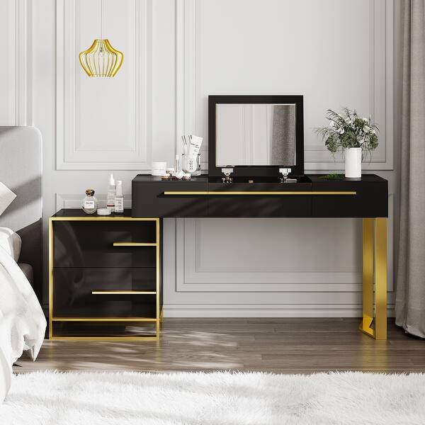 Moasis Nested Makeup Vanity with Flip-top Mirror and Nightstand - Bed Bath  & Beyond - 37279260