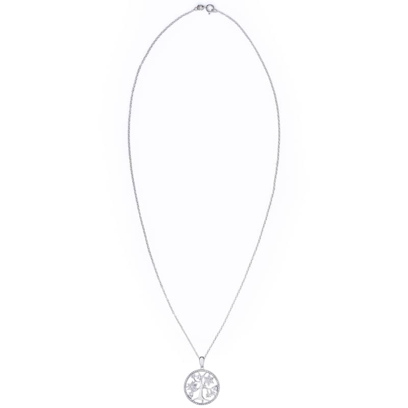 Victoria Townsend Cubic Zirconia Tree of Life Silver Plated Pendant Necklace