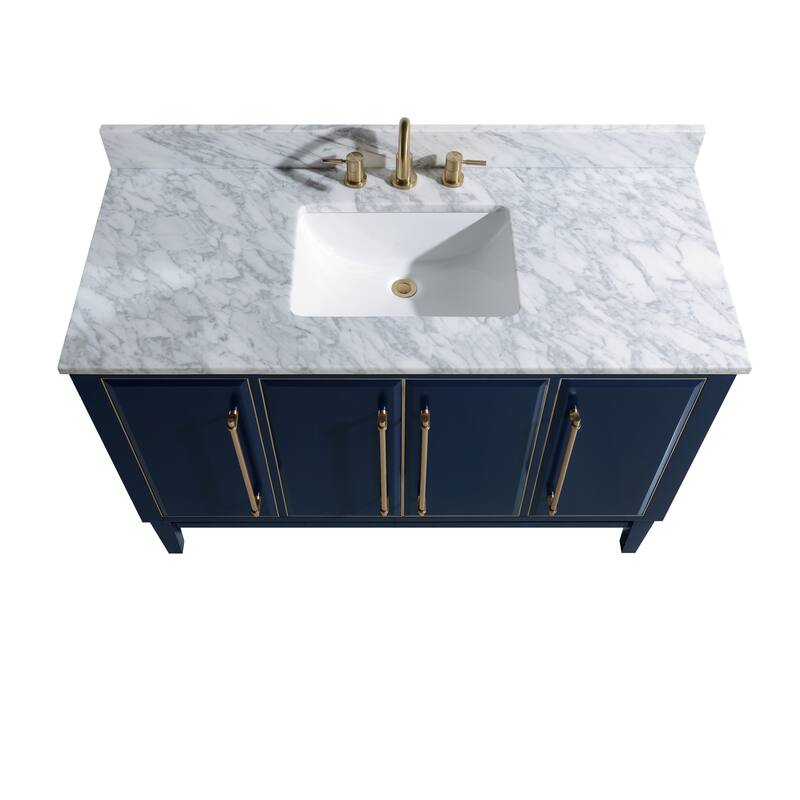 Avanity Carrara White Natural Marble Vanity Top with Rectangular Undermount Sinks
