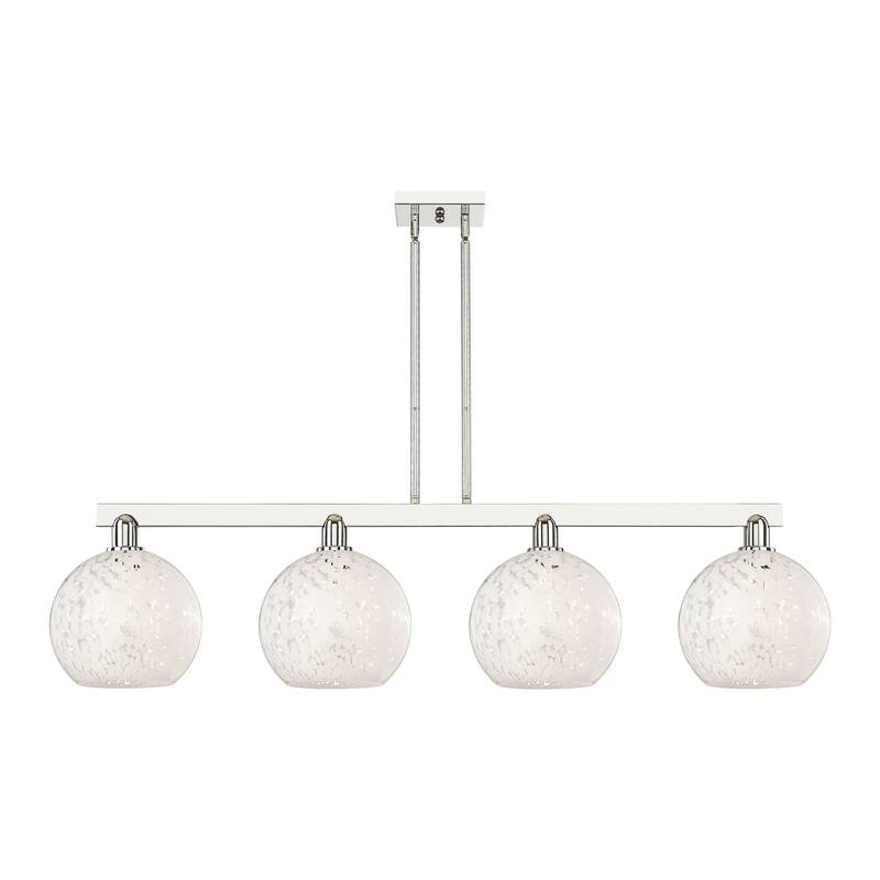Innovations Lighting Endless Possibilities Arcadia - White Mouchette - 4 Light 53" Stem Hung Island Light - Polished Nickel