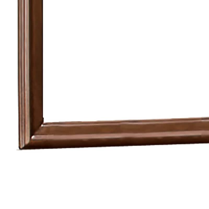 Arched Molded Design Wooden Frame Mirror, Cherry Brown and Silver