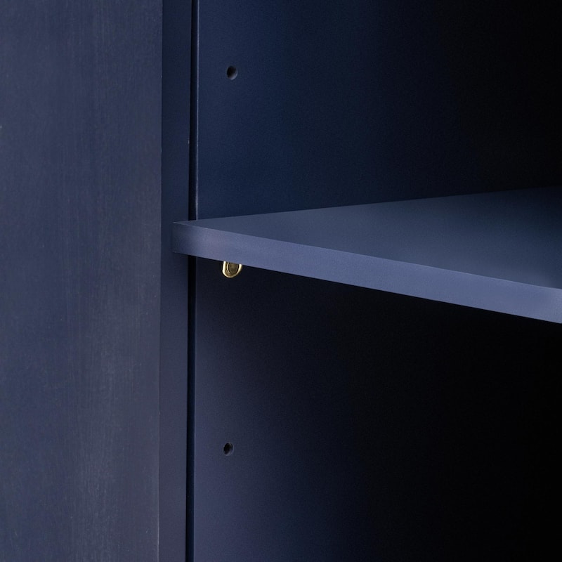 Vertical Striped Door Storage Cabinet with Metal Handles, Adjustable Shelves