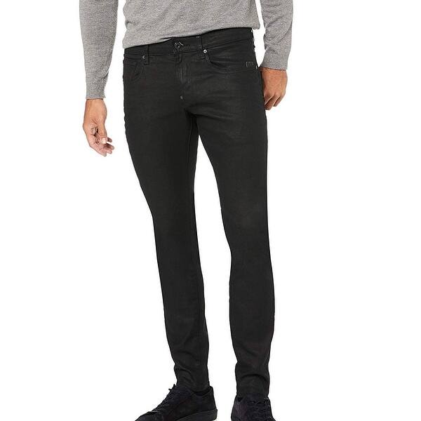 Shop G Star Raw Mens Dark Aged Coated Black Size 40x34 Revend Slim Fit Jeans Overstock 28666839
