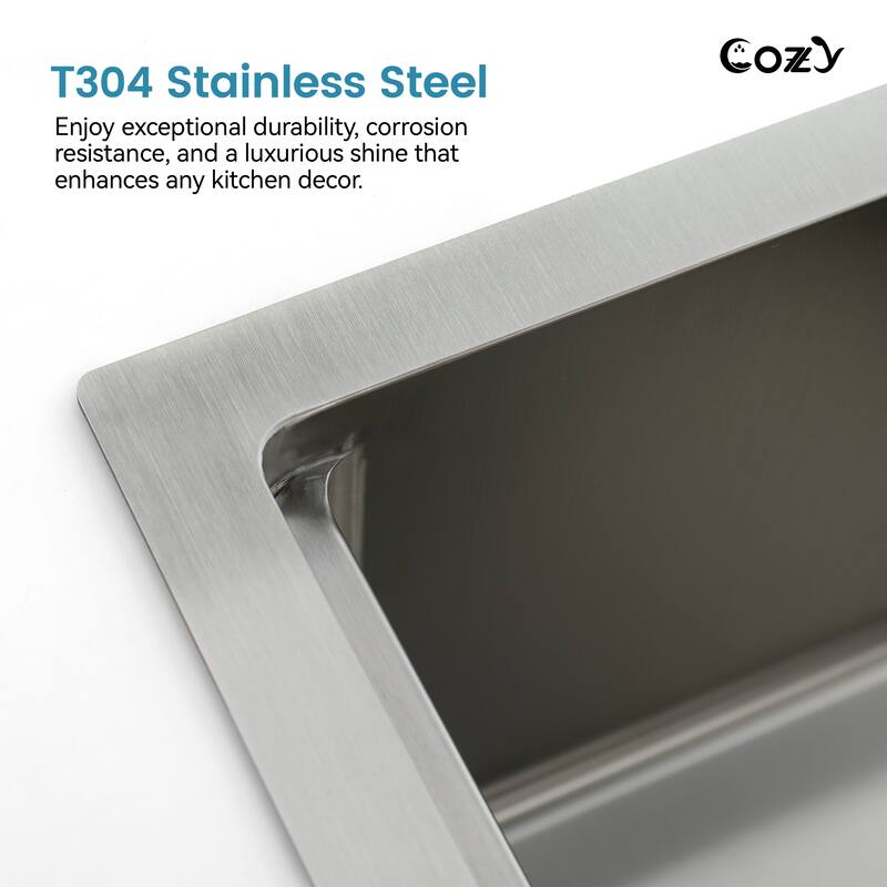 Stainless Steel Kitchen Sink, 30″x19″ Single Bowl, Undermount HandmadeSink in Black, with US Standard Drain and Hook