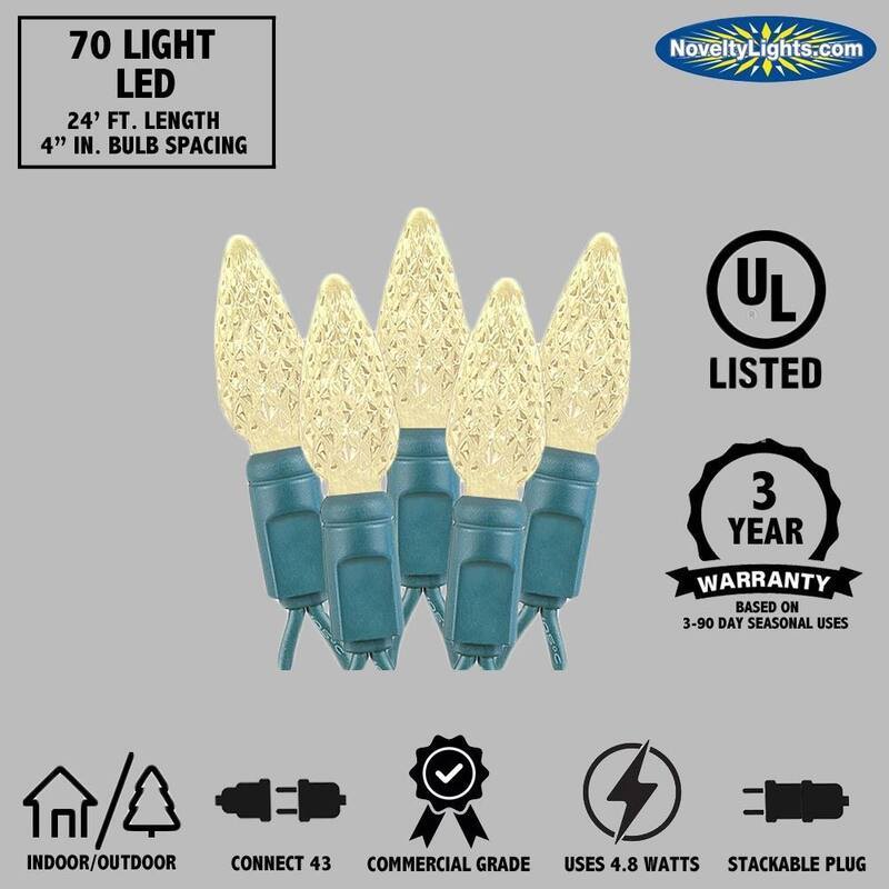 70 Light C6 True Twinkle LED Christmas Mini Light Set, Multicolor, Green Wire, 24 Feet