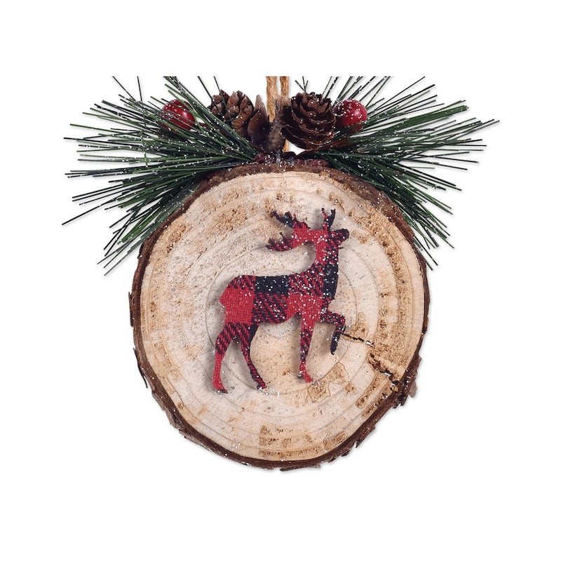 Plaid Deer Ornament, Set of 6