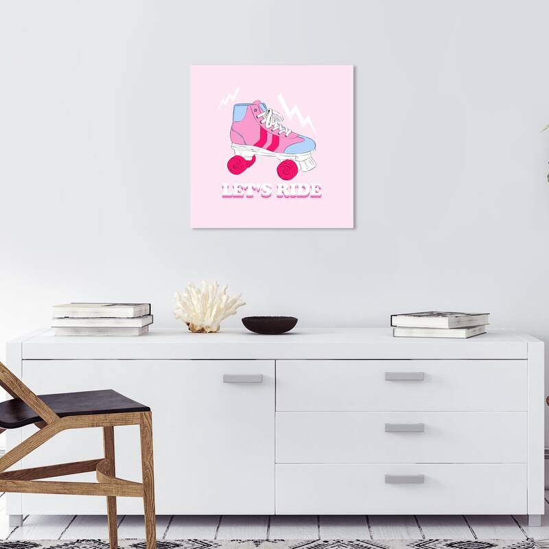 Wynwood Studio Prints Sports and Teams Let's Ride Rollerskate Pink and Pastel Pink Modern & Contemporary Wall Art Canvas Print - 20 x 20