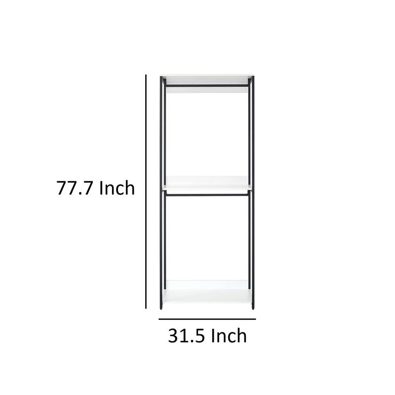 Cox Modular Closet System, 2 Hanging Rods, White Shelves, Black Metal