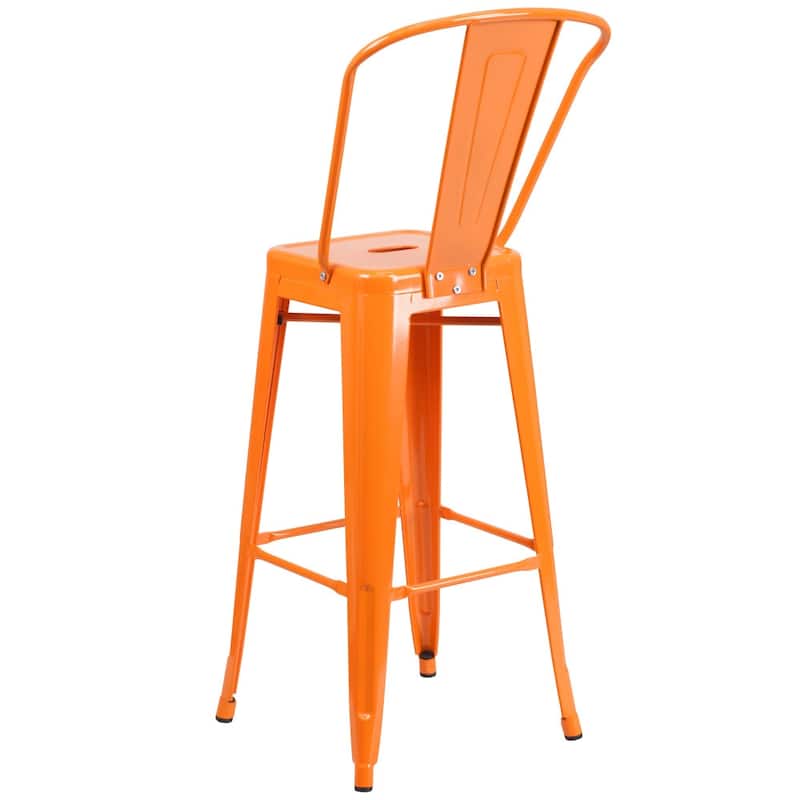 4 Pack 30" High Metal Indoor-Outdoor Barstool with Back - Kitchen Furniture