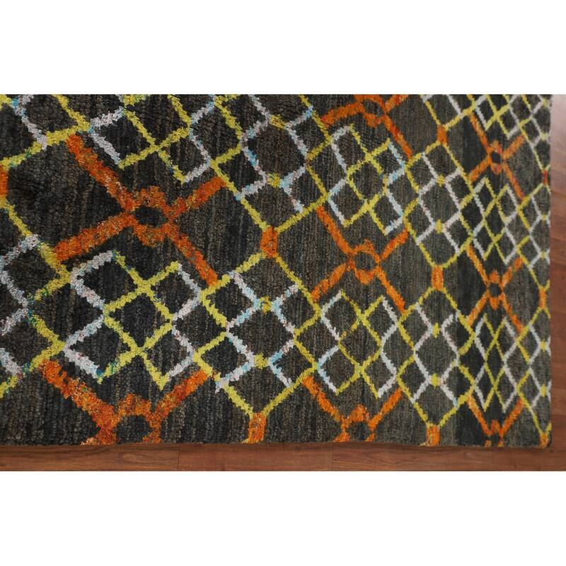 Trellis Moroccan Indian Area Rug Handmade Jute Carpet - 5'7"x 8'8"