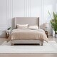 preview thumbnail 3 of 6, Upholstered Bed Frame with Wood Legs and Metal Support for Stability
