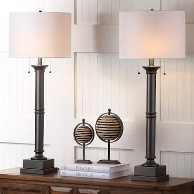 SAFAVIEH Lighting Tanisha 35-inch Column Dark Grey Table Lamp (Set of 2) - 14Wx14Dx36H