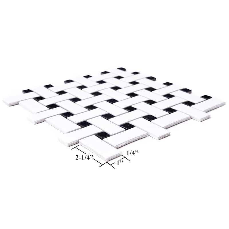 Ada 12x12 Porcelain Basketweave Mosaic Tile - Floor, Wall & Backsplash