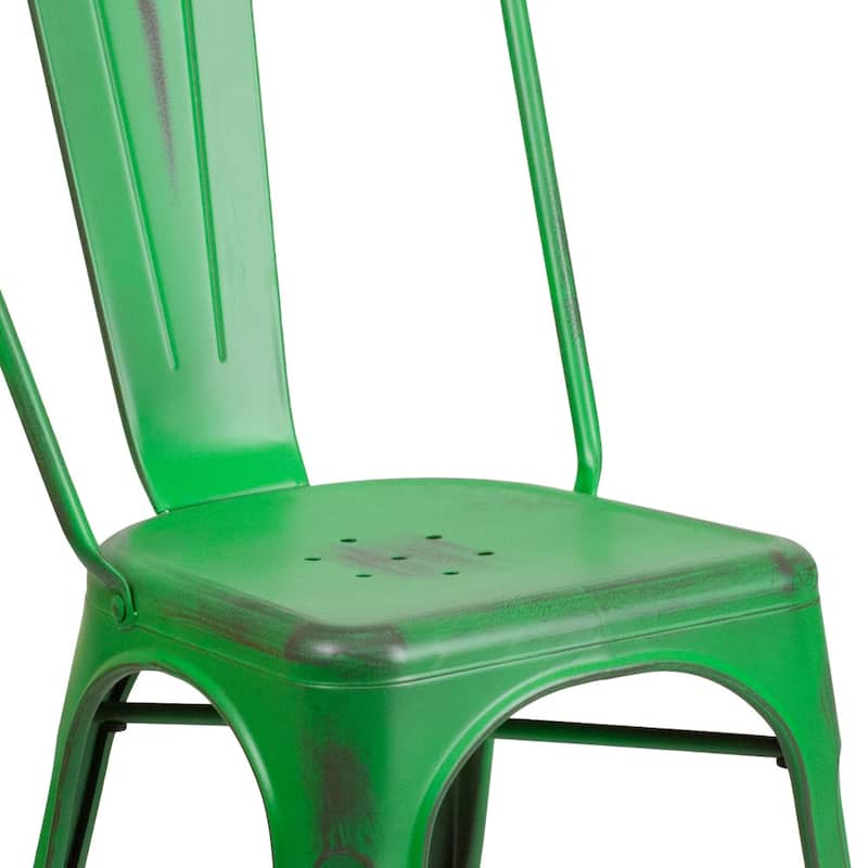 Distressed Metal Indoor/ Outdoor Stackable Chair