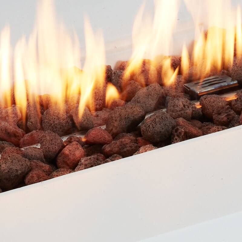 AVAWING 42" Rectangle Concrete Fire Pit Table with Shelves