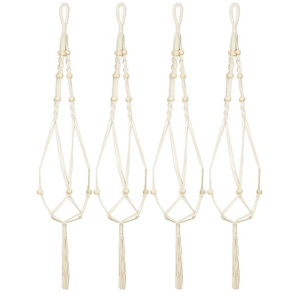 Macrame Plant Hanger Flower Pot Holder DIY Indoor Outdoor Hanging Cotton Rope - Beige. Opens flyout.