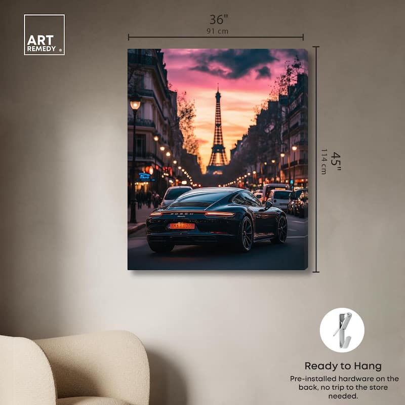 Parisian Porsche Twilight I Canvas by Art Remedy, Gallery Wrapped