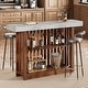 preview thumbnail 1 of 5, Counter Bar Height Pub Table with 2 Tier Storage Shelves, Modern Coffee Breakfast Bar Unit for Dining Room, Bistro, Living Room Tan