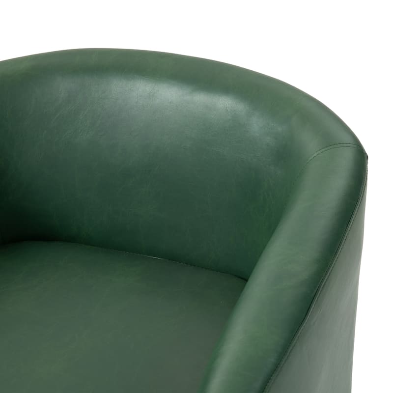 Faux Leather Wide Seat Swivel Barrel Chair