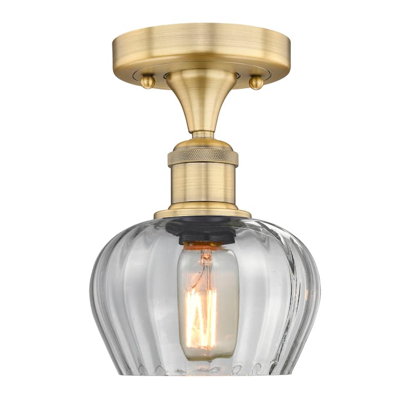 Innovations Lighting Fenton - 1 Light 7" Semi-Flush Mount - Clear/Brushed Brass