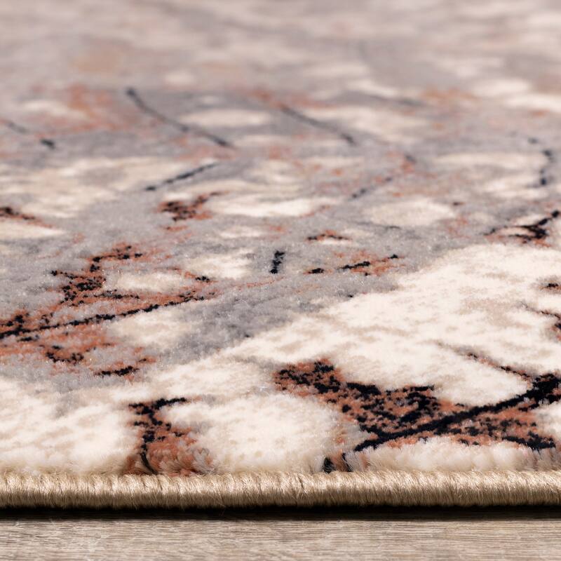 Annie Collection - Cream/Taupe Leaf Rug