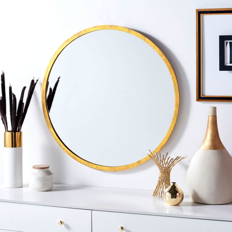 SAFAVIEH Tiesha 30-inch Round Gold Foil Mirror - 30" W x 1.3" D x 30" H - 30Wx1Dx30H