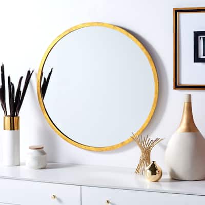 SAFAVIEH Tiesha 30-inch Round Gold Foil Mirror - 30" W x 1.3" D x 30" H - 30Wx1Dx30H
