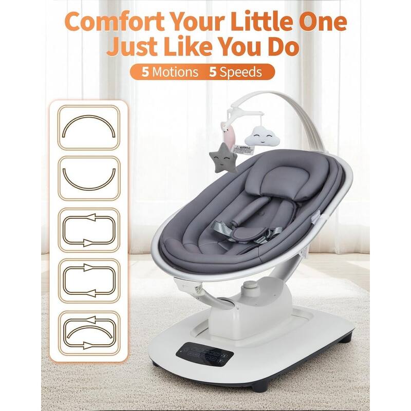 Electric Baby Swings for Infants to Toddler with 5 Motion Modes 5 Speeds, Dark Grey
