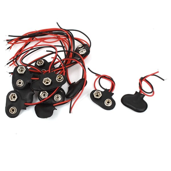 15 Pcs Faux Leather Shell Wire Lead 1.5V Battery Snap Clip Connector