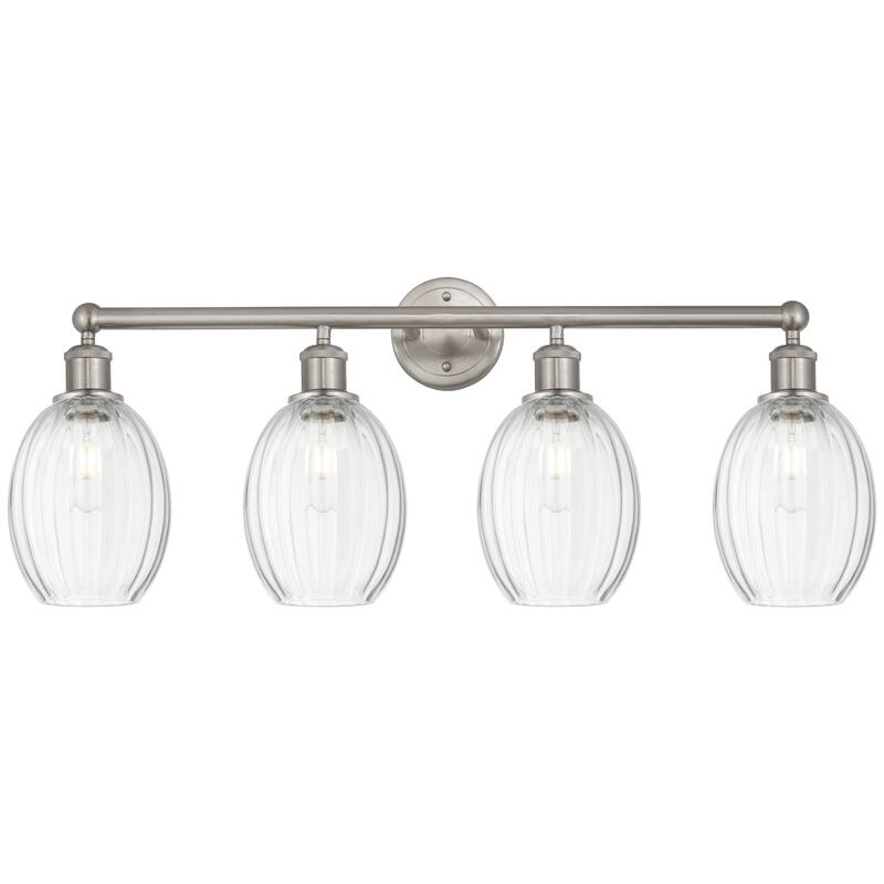 Innovations Lighting Endless Possibilities Edison - Preston - 4 Light 33" Bulb Shade Bath Vanity Light - Clear/Brushed Satin Nickel