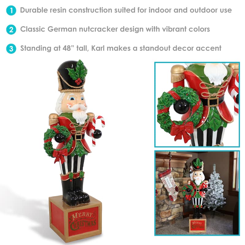 Karl the Christmas Nutcracker Indoor/Outdoor Statue - 48-Inch