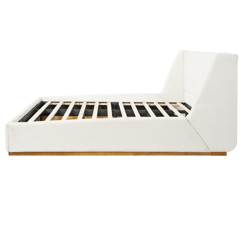 Christopher Knight Home - Modern Upholstered Boucle Platform Bed with Wingback Headboard