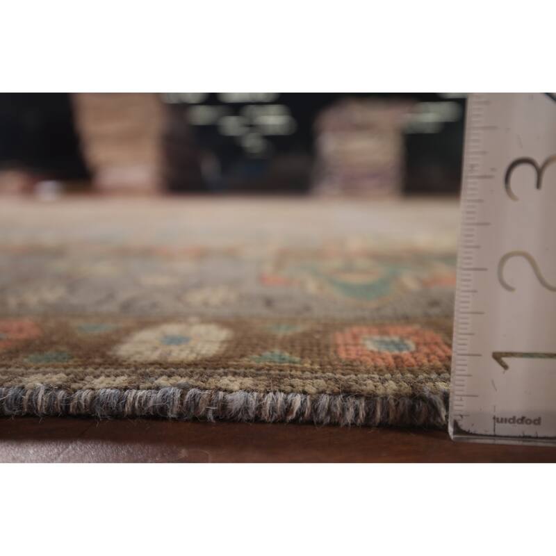 Traditional Gray Tabriz Persian Vintage Rug Hand-Knotted Wool Carpet - 9'6"x 12'11"