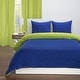 preview thumbnail 4 of 3, Lil' Sis Lime and Cobalt Blue Reversible Comforter set Full - Queen