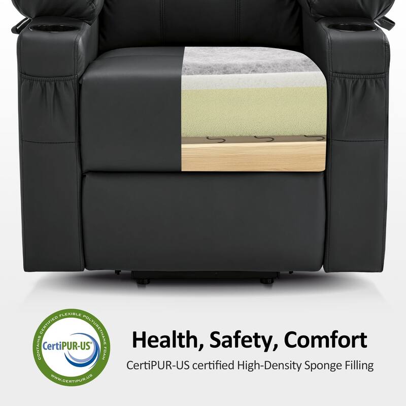 MCombo Small Power Lift Recliner Chair with Massage and Heat for Elderly, 3 Positions and USB Ports Faux leather 7141