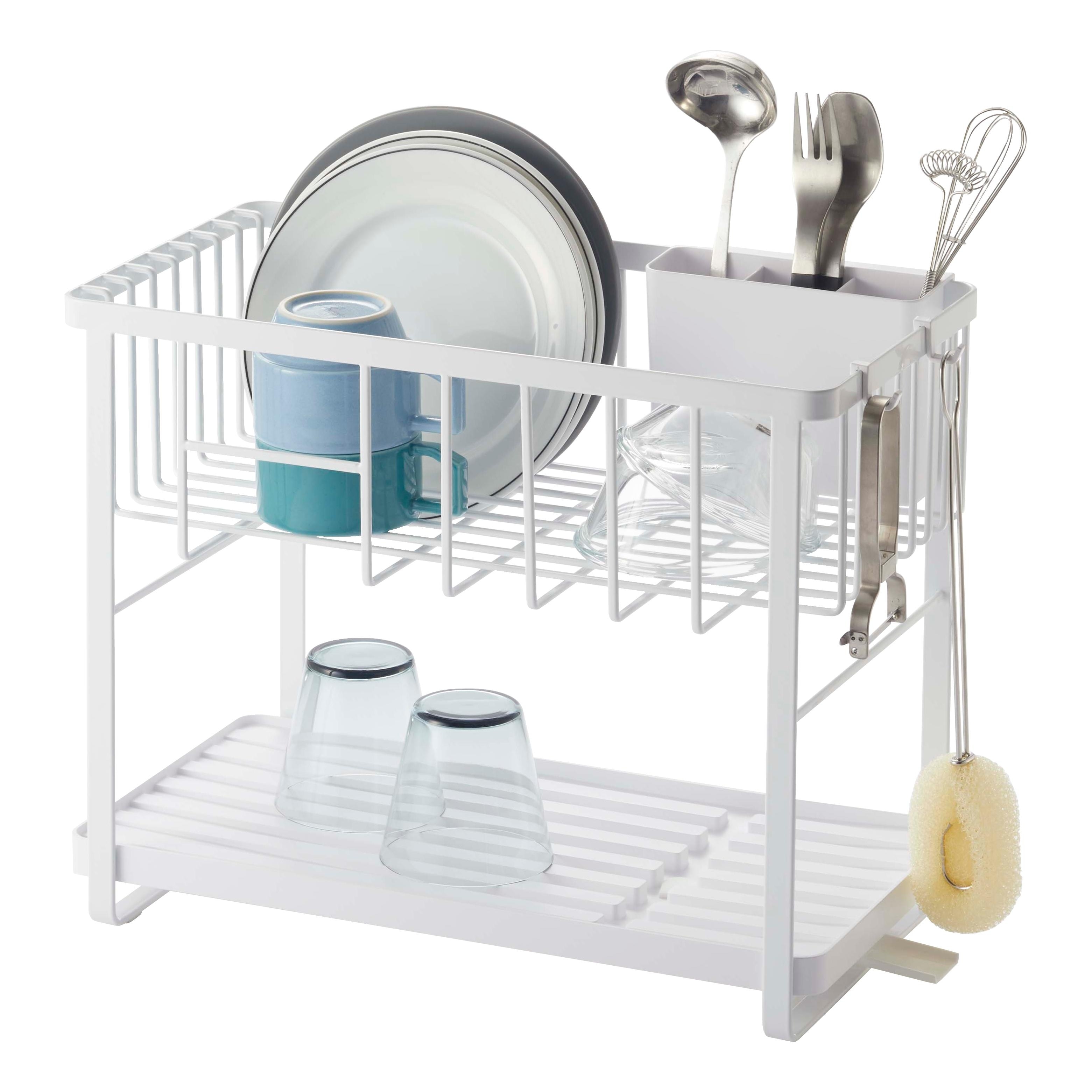 Yamazaki Home Dish Rack, Steel and Wood, Holds 22 lbs L 13.19 x W 18.