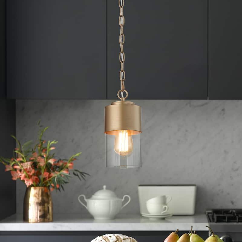 Modern Contemporary Mini Pendant 1-light Cylinder Glass Dimmable Island Hanging Light