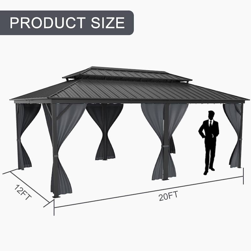 Hardtop Gazebo 10'x10',10'x12',10'x14',12'x12',12'x14',12'x16',12'x20'for All Weather
