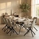 preview thumbnail 104 of 131, Elega Modern Sintered Stone Dining Table Modern Trestle Base Powder-Coated Steel Frame Kitchen Table - 47"-71"