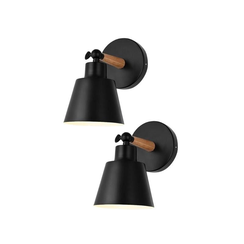 2 Pack wall lighting black wireless lights for wall iron wall sconce