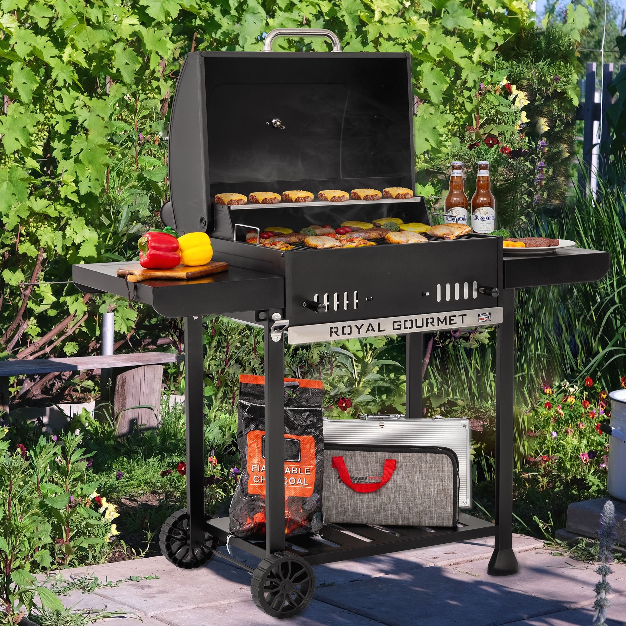 Royal Gourmet 24-Inch Movable Black Charcoal BBQ Grill