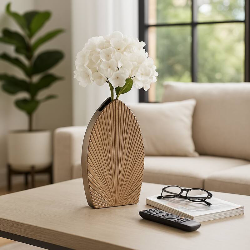 Metal Textured Decorative Vase - Champagne