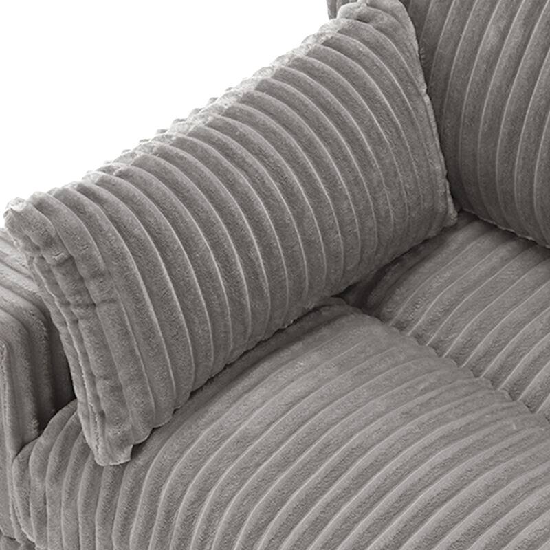 Cotton Flannel Sectional Sofa w/ Adjustable Headrests & Pillows