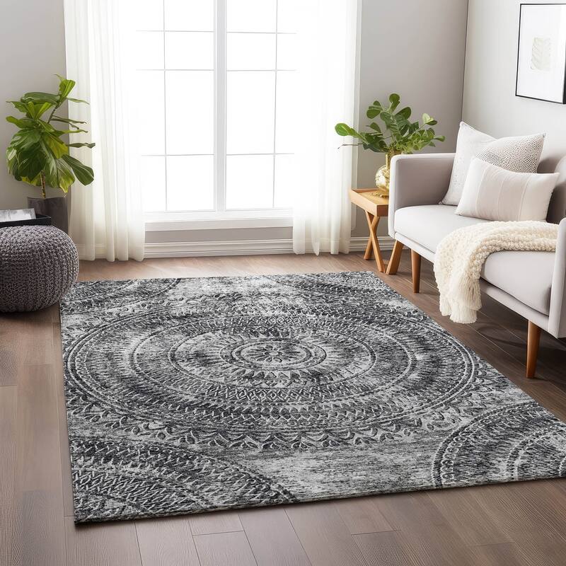 Premium Washable Super Soft Boho Medallion Mayfield Rug - Gray - 10' x 14' - Rectangle