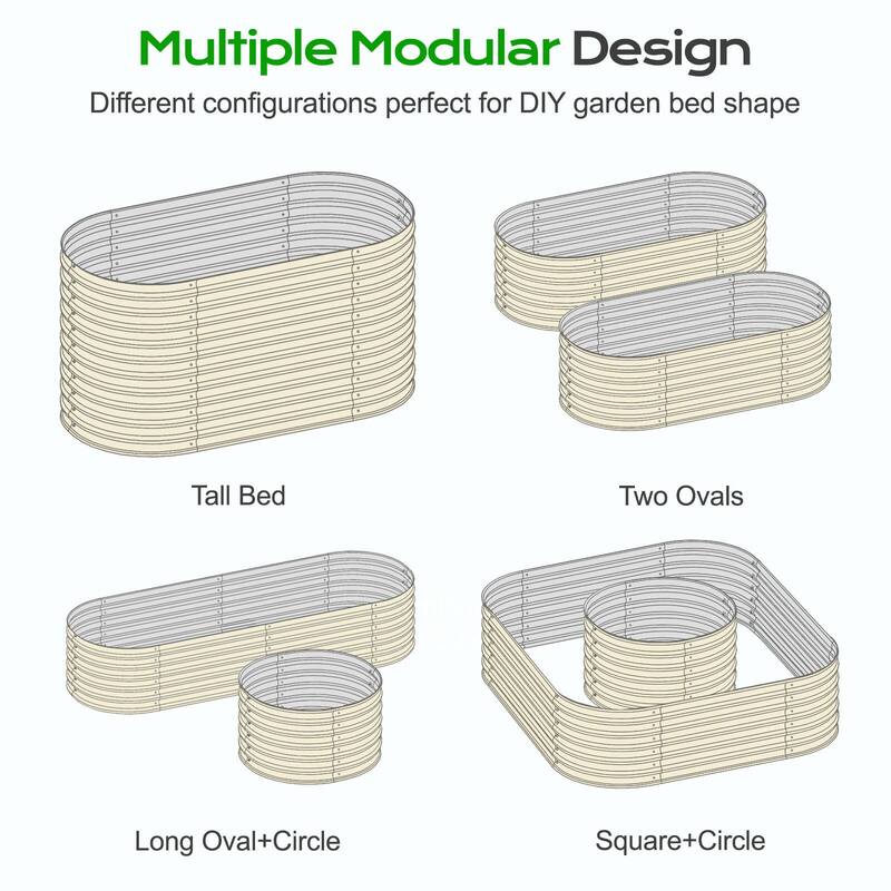 Aoodor 2 in 1 Modular Aluzinc Metal Raised Garden Bed 63''(L) x32''(W) x32''(H) - 63''(L) x32''(W) x32''(H)
