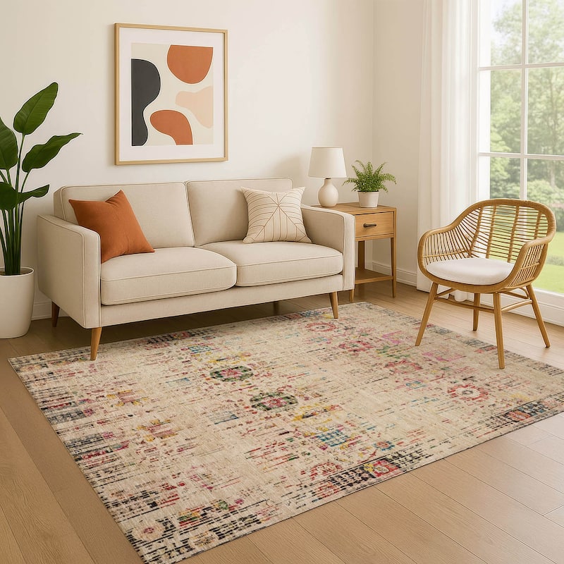 Premium Washable Super Soft Vintage Boho Mayfield Rug - Beige - 9' x 12'